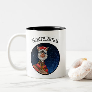 Funny Psychic Nostradamus Llama Halloween fest Två-Tonad Mugg