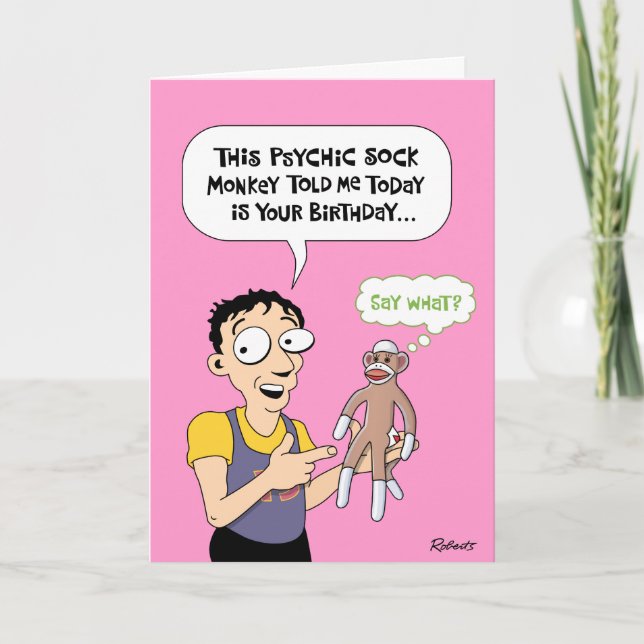Funny Psychic Sock monkey Birthday Kort (Framsida)