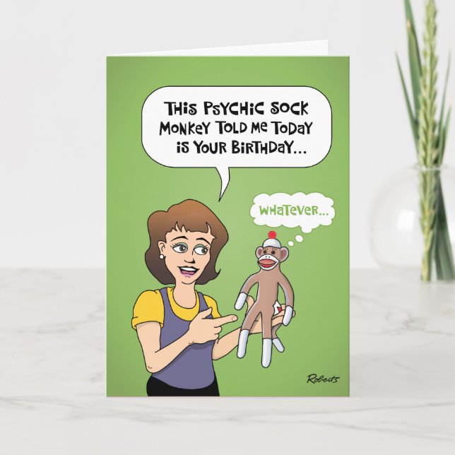 Funny Psychic Sock monkey Kort (Framsida)