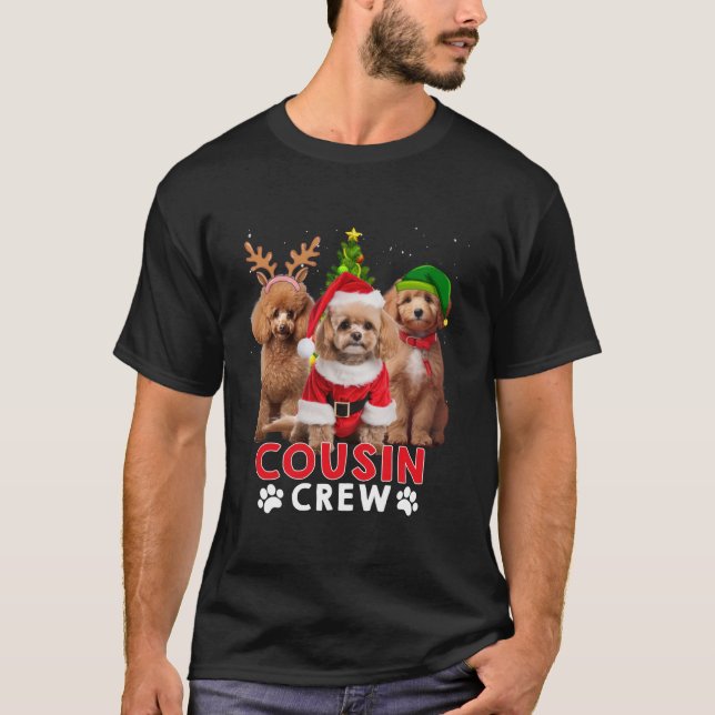 Funny Pudel Cousin Crew Julgran Julafton Hund L T Shirt (Framsida)