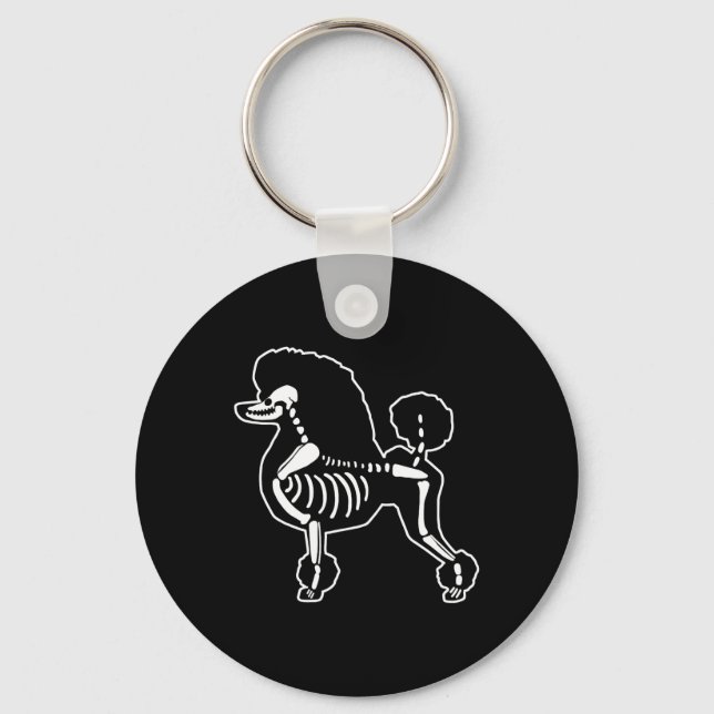 Funny Pudel Hund Skeleton Halloween Doodle Hundar  Nyckelring (Framsida)