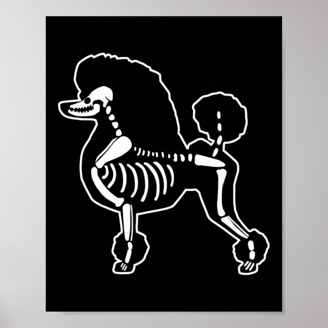 Funny Pudel Hund Skeleton Halloween Doodle Hundar  Poster (Framsidan)