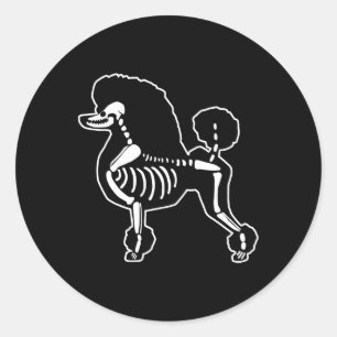 Funny Pudel Hund Skeleton Halloween Doodle Hundar Runt Klistermärke