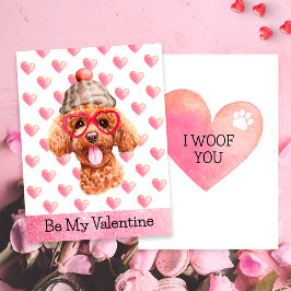Funny Pudel I Woof You Hund Valentine Day Julkort