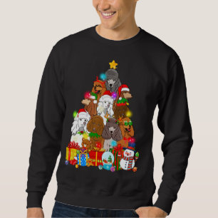 Funny Pudel Julgran Ljus Gift Hund älskare Lång Ärmad Tröja