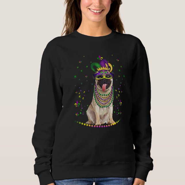 Funny Pug Animal Lover Cute Mardi Gras Carnival Je T Shirt (Framsida)
