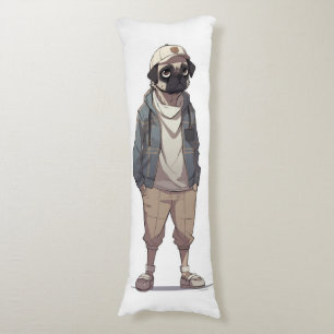Funny Pug Anime Kroppskudde