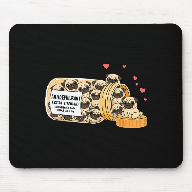 Funny Pug Anti Depressant Mom Dad Kids  Musmatta (Framsidan)