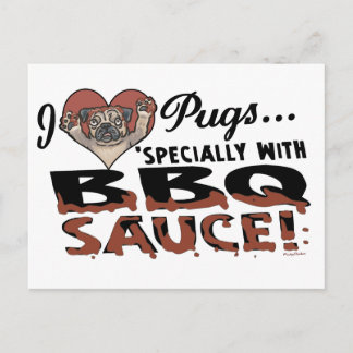 Funny Pug BBQ Vykort