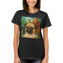 Funny Pug Bigfoot Shirt - Selfie Borta Vild
