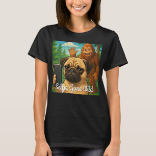 Funny Pug Bigfoot Shirt - Selfie Borta Vild T
