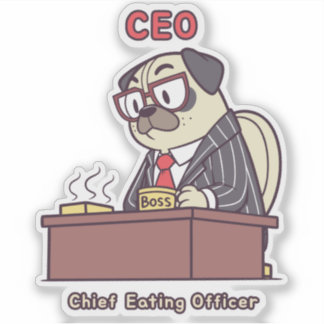 Funny Pug CEO - Chief Eating Officer Office Humor  Klistermärken