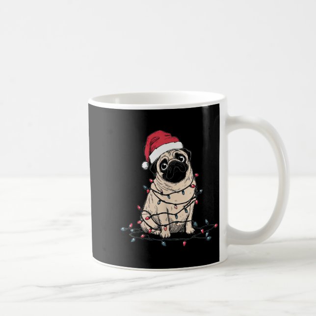 Funny Pug Christmas Graphics Dog Lights Lover Owne Kaffemugg (Höger)