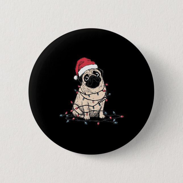 Funny Pug Christmas Graphics Dog Lights Lover Owne Knapp (Framsida)