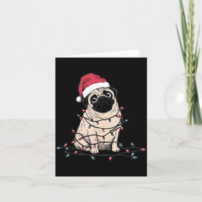 Funny Pug Christmas Graphics Dog Lights Lover Owne Kort (Framsida)