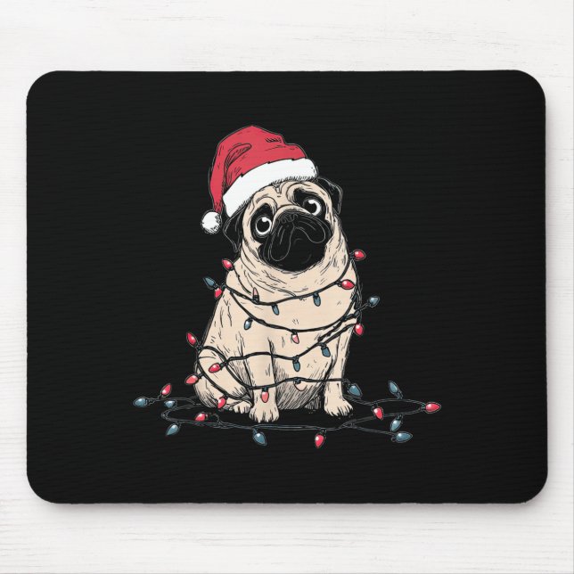 Funny Pug Christmas Graphics Dog Lights Lover Owne Musmatta (Framsidan)