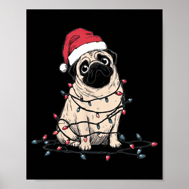 Funny Pug Christmas Graphics Dog Lights Lover Owne Poster (Framsidan)