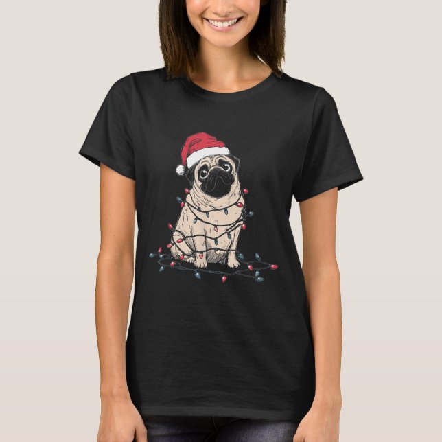Funny Pug Christmas Graphics Dog Lights Lover Owne T Shirt (Framsida)