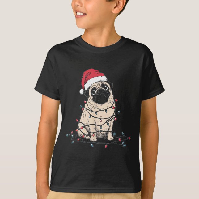 Funny Pug Christmas Graphics Dog Lights Lover Owne T Shirt (Framsida)