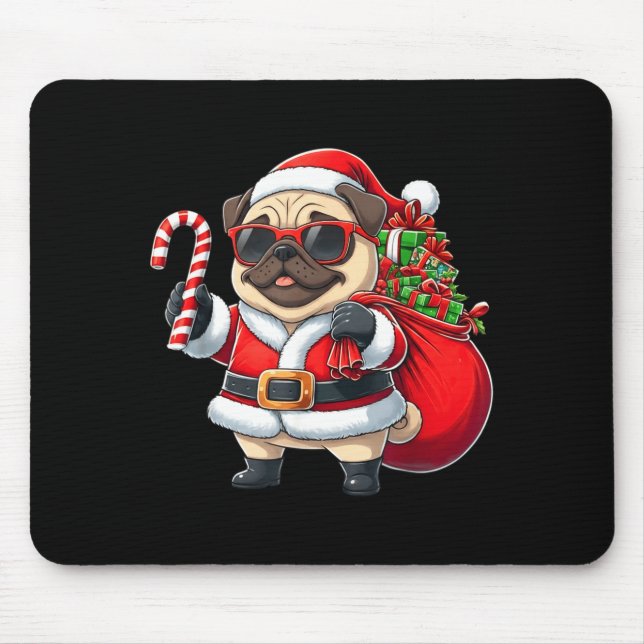 Funny Pug Christmas Santa Outfit Xmas Mom Dad Kids Musmatta (Framsidan)