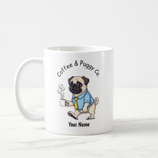 Funny Pug Dog Business Suit Coffee  Kaffemugg (Vänster)