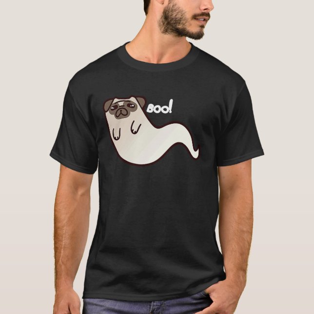 Funny Pug Dog Ghost BOO Halloween Scary spooky T T Shirt (Framsida)