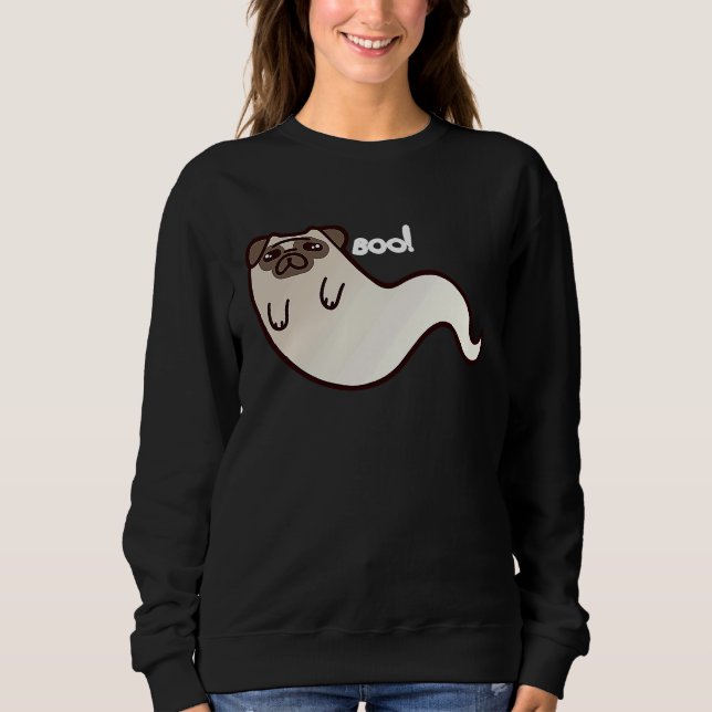 Funny Pug Dog Ghost BOO Halloween Scary spooky T T Shirt (Framsida)