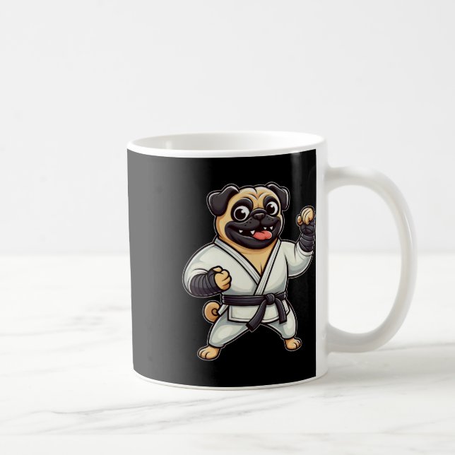 Funny Pug Doing Karate Martial Arts Kaffemugg (Höger)