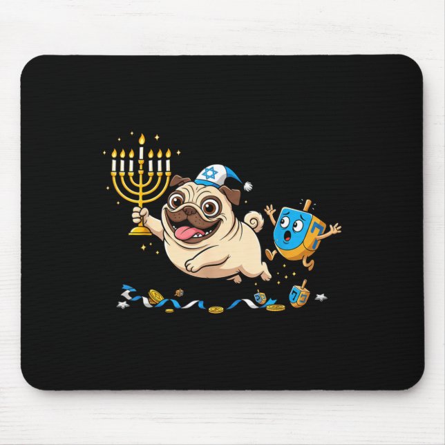 Funny Pug Dreidel Menorah Hanukkah Kids Womens Men Musmatta (Framsidan)