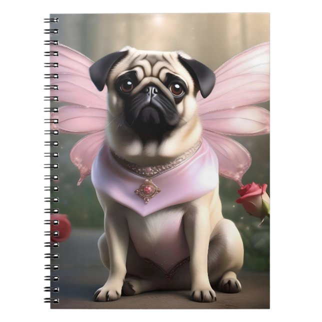 Funny Pug Fairy Princess Anteckningsbok (Framsidan)