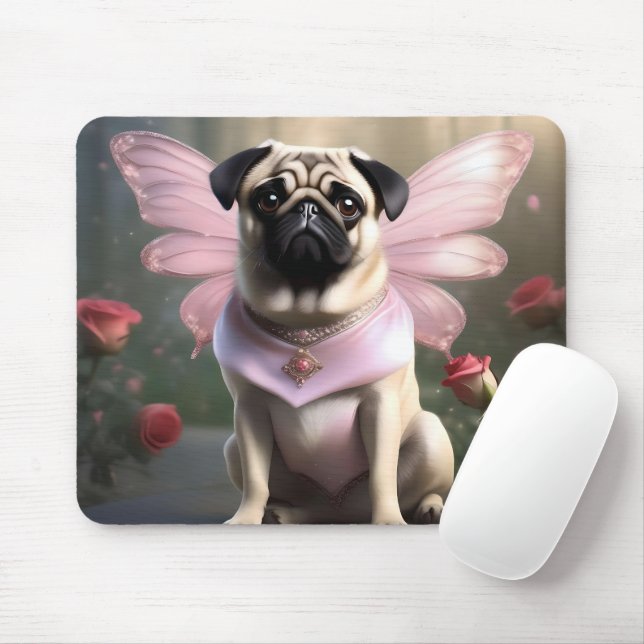 Funny Pug Fairy Princess Musmatta (Med mus)