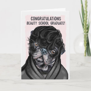 Funny Pug Grattiss Beauty School Student Kort