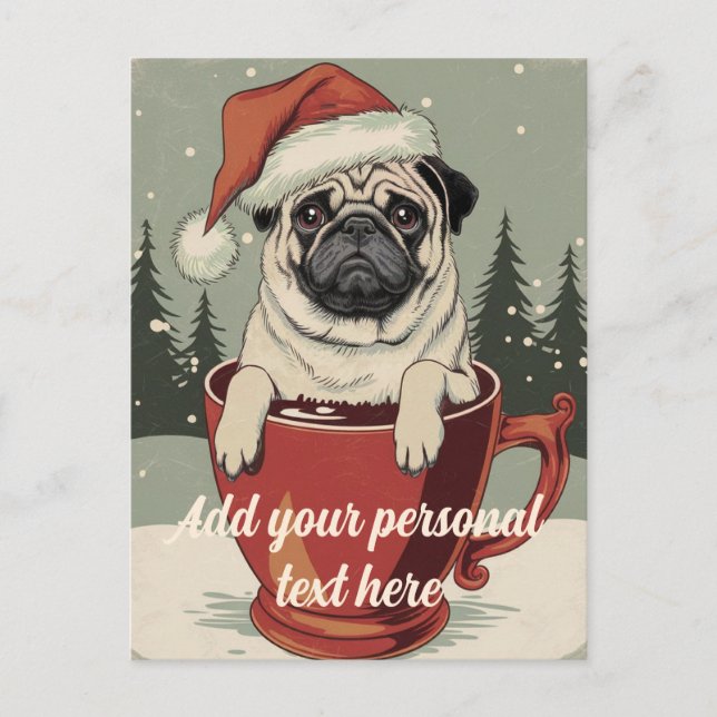 Funny Pug Hund älskare jul Vykort (Framsida)