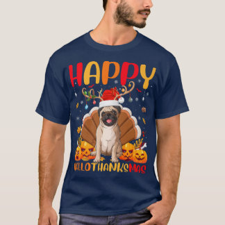 Funny Pug Hund älskare Lycklig Pug HelloTackMas T Shirt