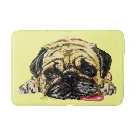 Funny Pug Hund Bath Mat - Ditt Färg - Text Badrumsmatta