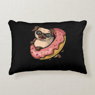 Funny Pug Hund Donut Älskare Pet Prydnadskudde