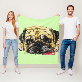 Funny Pug Hund Fleece Blanket - Ditt Färg