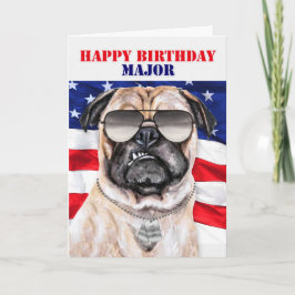 Funny Pug Hund Milit Major Birthday Card Kort