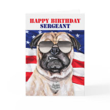 Funny Pug Hund militärsergeant Birthday