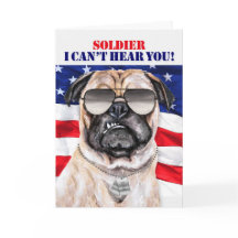Funny Pug Hund och Flagga militärfödelsedag
