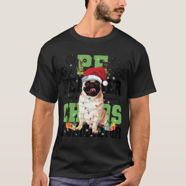 Funny Pug Hund Reindeer Light julgåvor Funny T Shirt (Framsida)