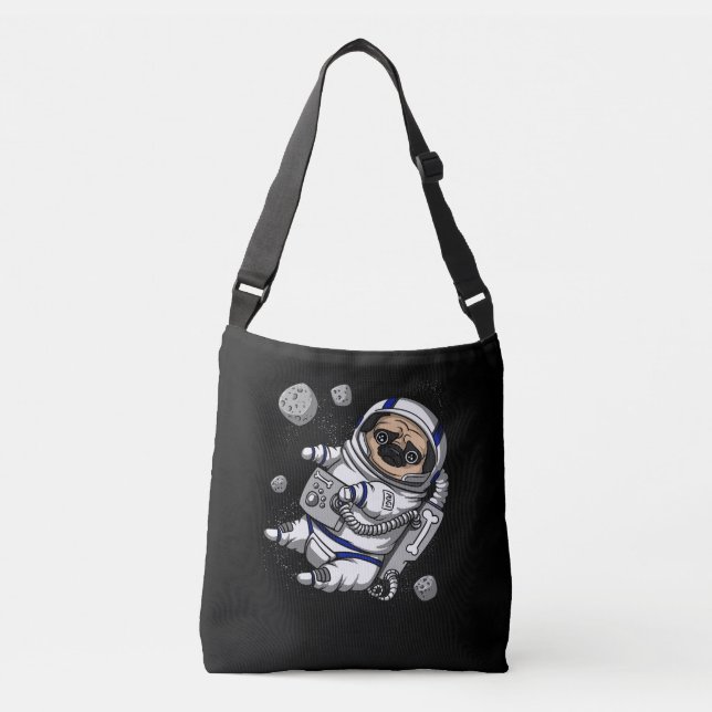 Funny Pug Hund Space Astronaut Cosmic Pet Axelväska (Framsida)