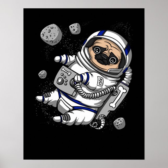 Funny Pug Hund Space Astronaut Cosmic Pet Poster (Framsidan)