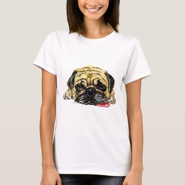 Funny Pug Hund T-Shirt (Framsida)
