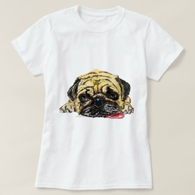 Funny Pug Hund T-Shirt (Design framsida)