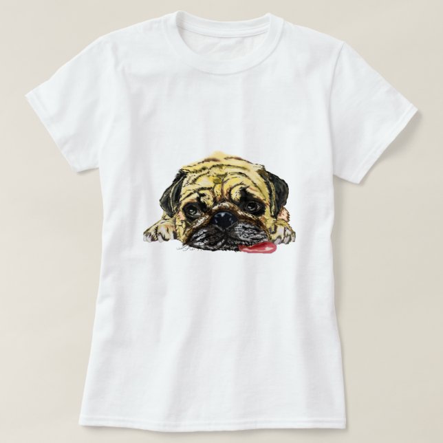 Funny Pug Hund T-Shirt (Design framsida)