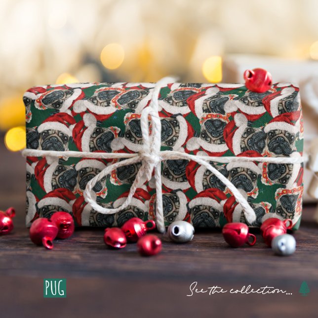 Funny Pug-jul Mönster Presentpapper (Skapare uppladdad)