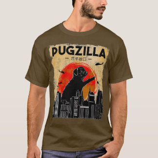 Funny Pug, Pugzilla, Rolig hund Pug T Shirt