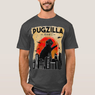 Funny Pug, Pugzilla, Rolig hund Pug T Shirt