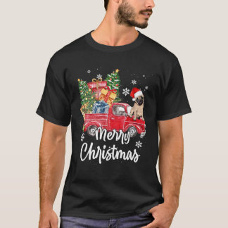 Funny Pug Ride Red Lastbil God jul Pajama T Shirt